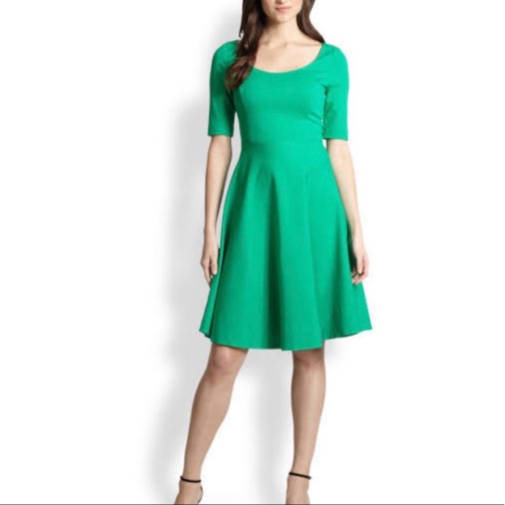 Kate Spade Green Ponte Knit Midi  Short Sleeve Dress